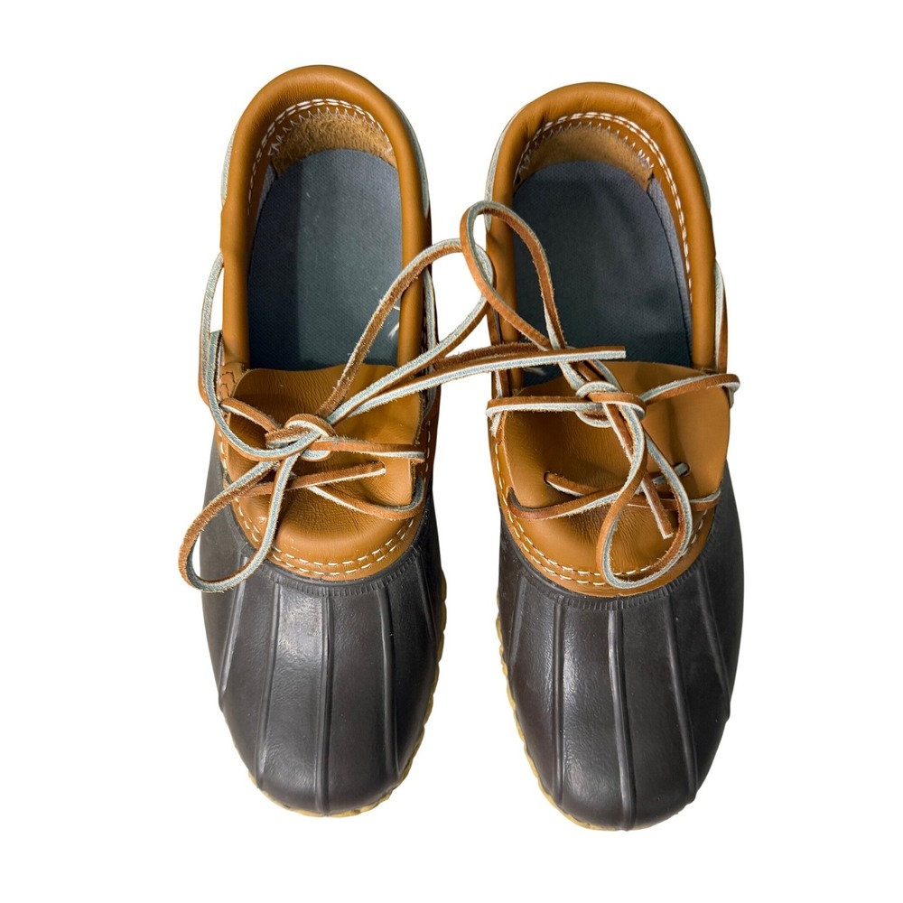 LL Bean Rubber Moc Bean Boots Womens 8 Brown Tan Waterproof Duck Shoes USA Made